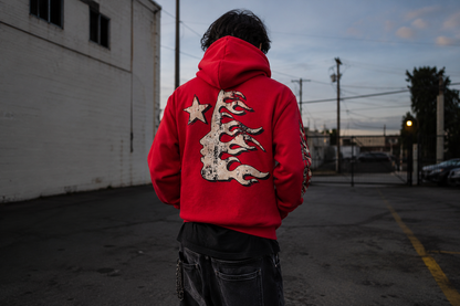 HELLSTAR Records flame hoodie red streetwear