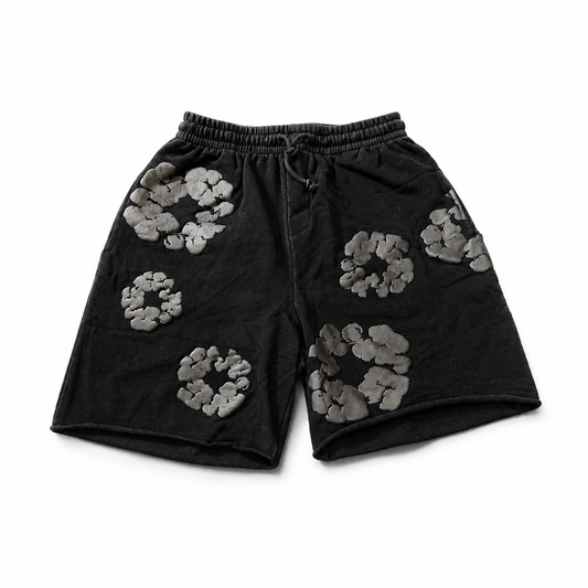 Denim Tear cotton wreath shorts black